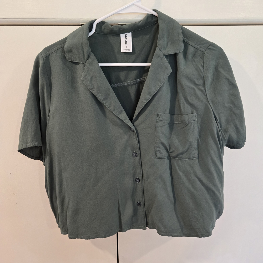 Abound Green Button Down Women's Shirt - Picture 4 of 5